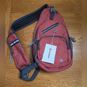 lululemon athletica Red Sling Belt Bag with Gray Accents